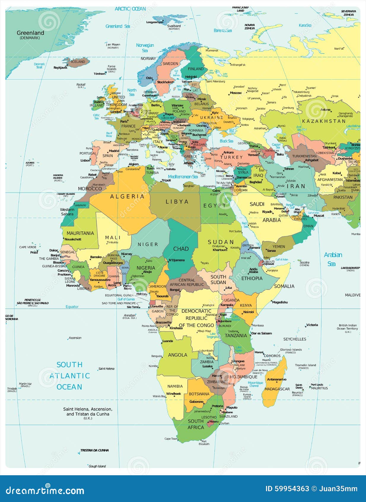 Politische Abteilungskarte Europa U Afrika Region Stock Abbildung Illustration Von Afrika Abteilungskarte