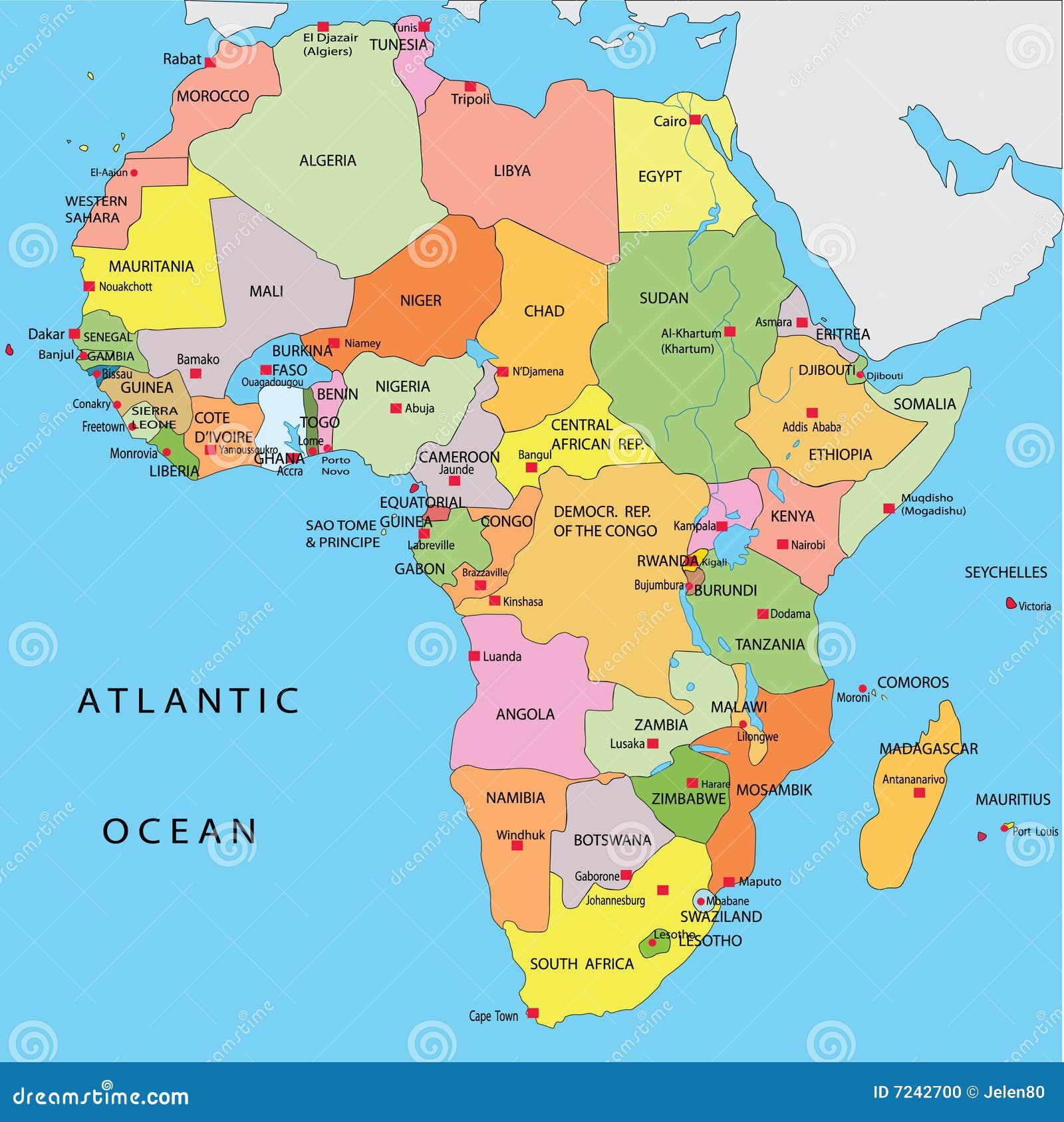 Politische Karte Von Afrika Stock Abbildung Illustration Von Karte Politische