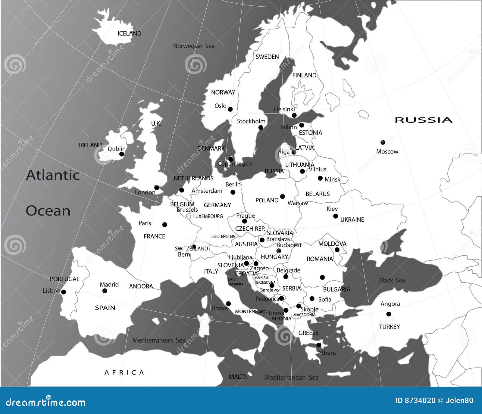 Politische Karte Von Europa Vektor Abbildung Illustration Von Karte Europa