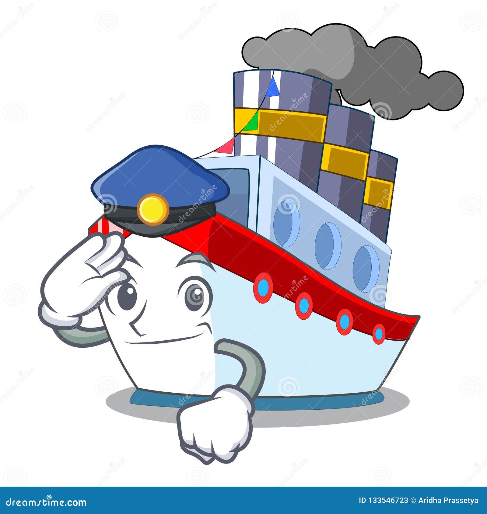 Polizeischiff Im Transportozeanmaskottchen Vektor Abbildung