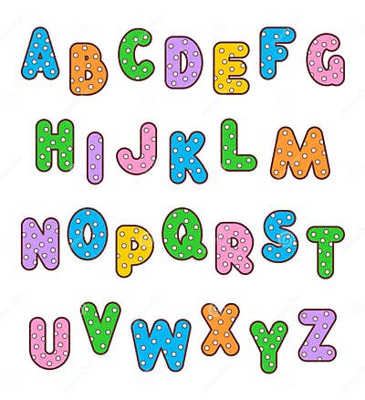 Polka-dot Colorful Letters Alphabet Set Stock Vector - Illustration of ...