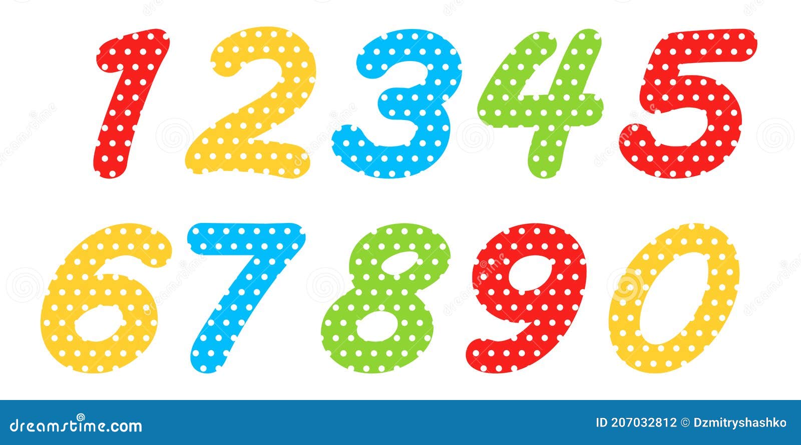 Polka dot number set stock illustration. Illustration of pattern