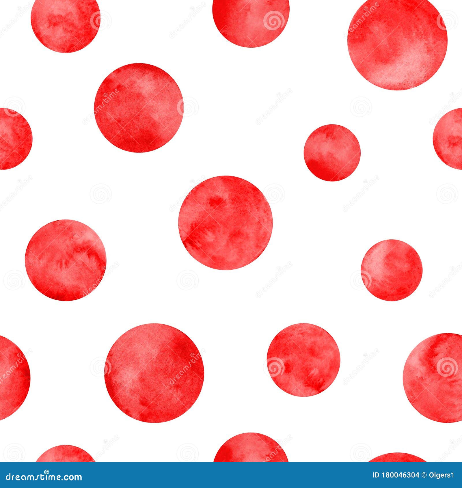 Polka Dot Red Watercolor Seamless Pattern. Abstract Watercolour Background  with Color Circles on White Stock Photo - Image of paintings, circle:  180046304