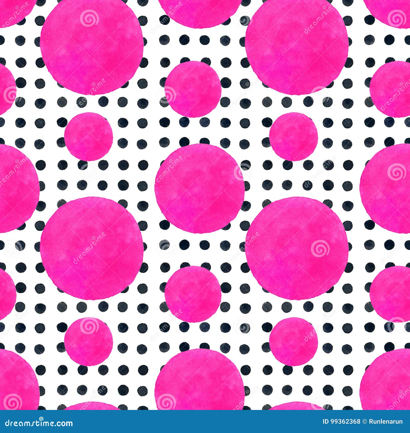 Polka Dot Seamless Pattern, Watercolor Background Stock Photo Image