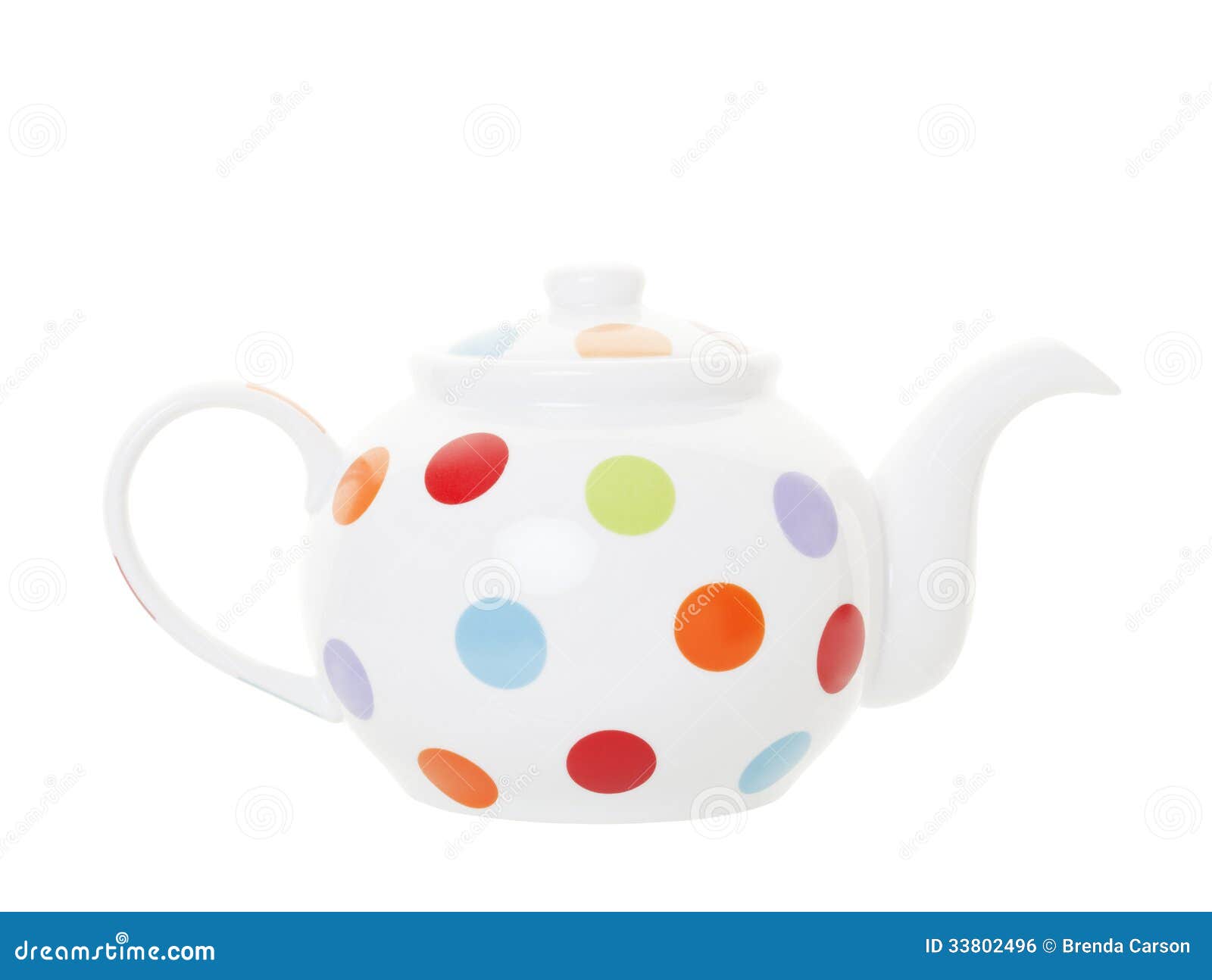 Polka Dot Teapot with Clipping Path Stock Photo - Image of retro