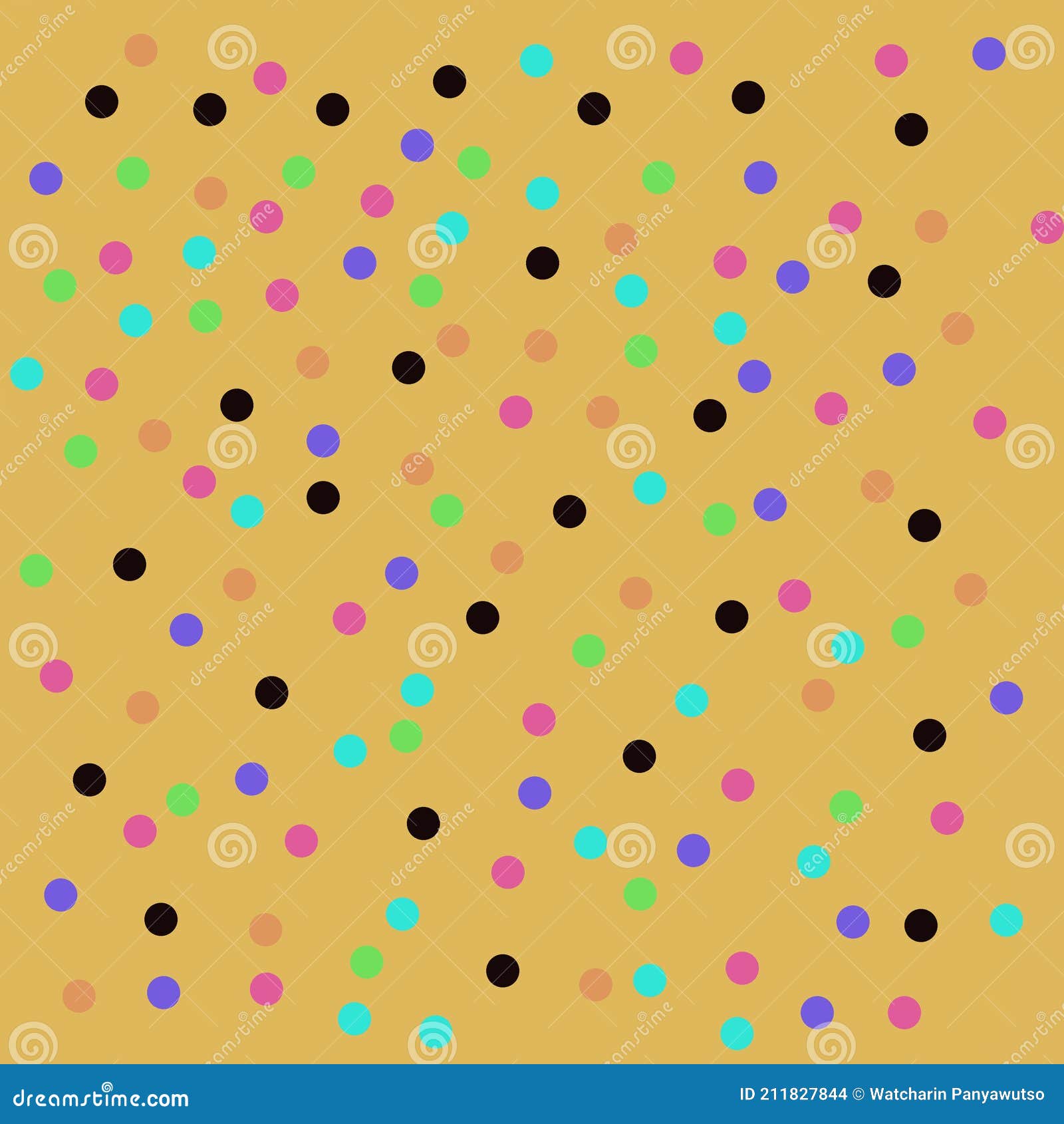 Polka Dot on Yellow Background Stock