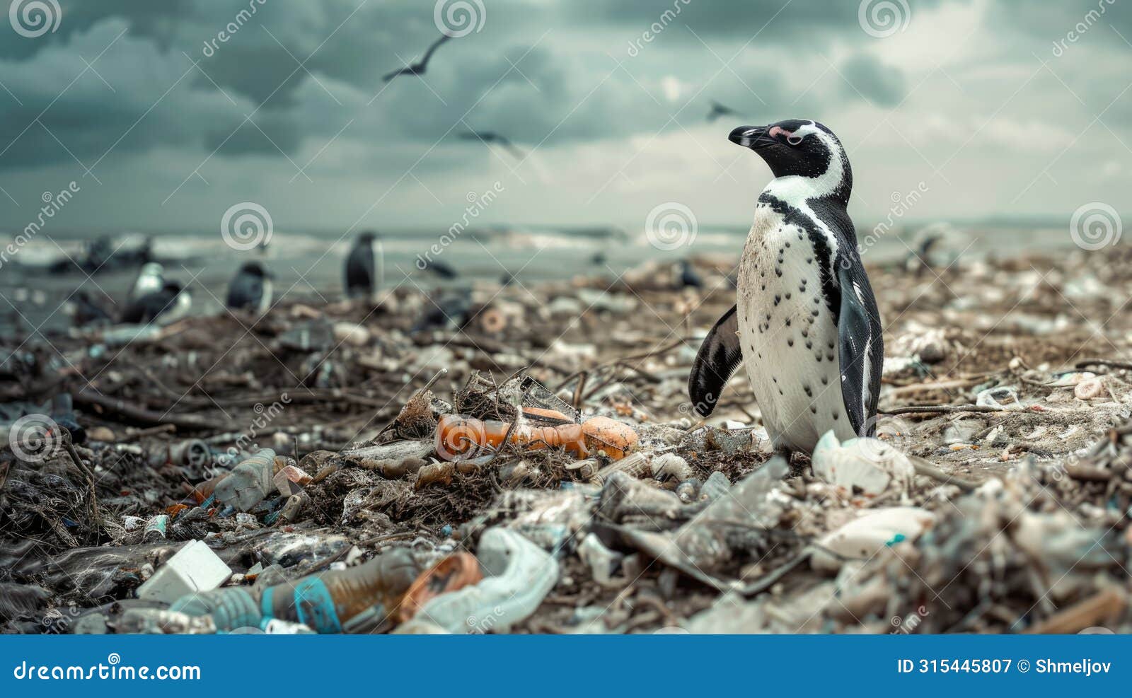 polluted world. garbage and waste. animals suffer from pollution. ecological disaster concept. ai-generated.