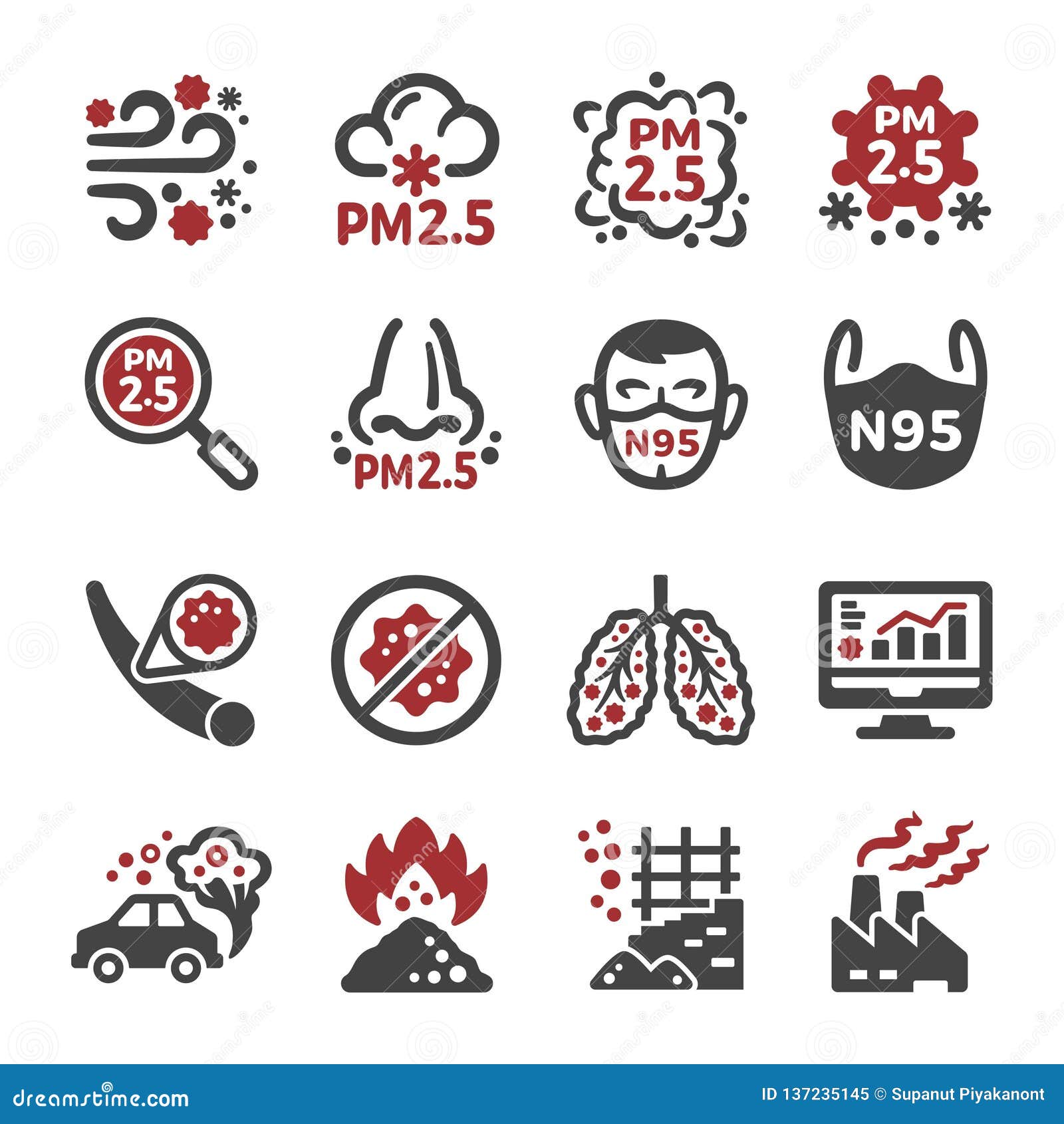 Pm 2.5 Danger Infographie Sur Les Poussières Avec Un Masque De