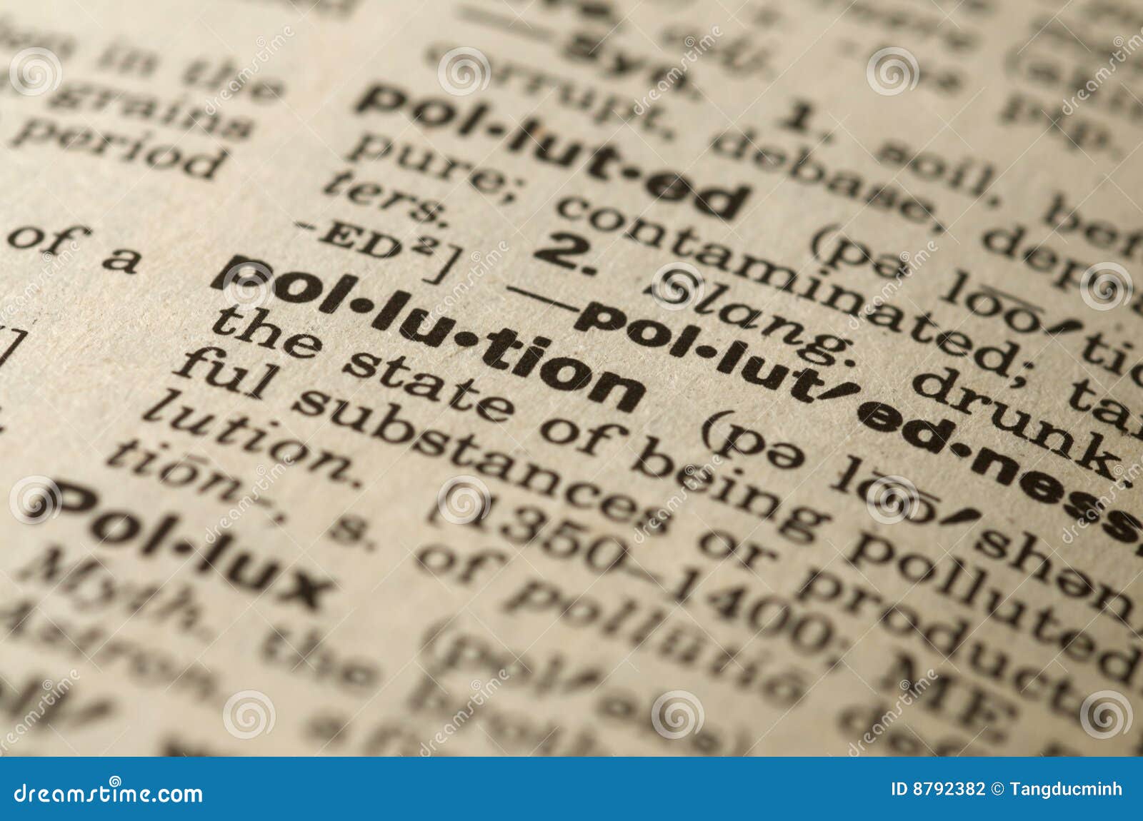 Pollution Dictionary Definition Stock Photography Image 8792382