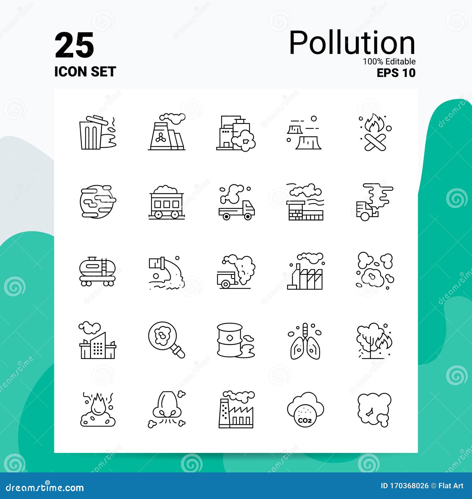 25 pollution icon set. 100% editable eps 10 files. business logo concept ideas line icon 