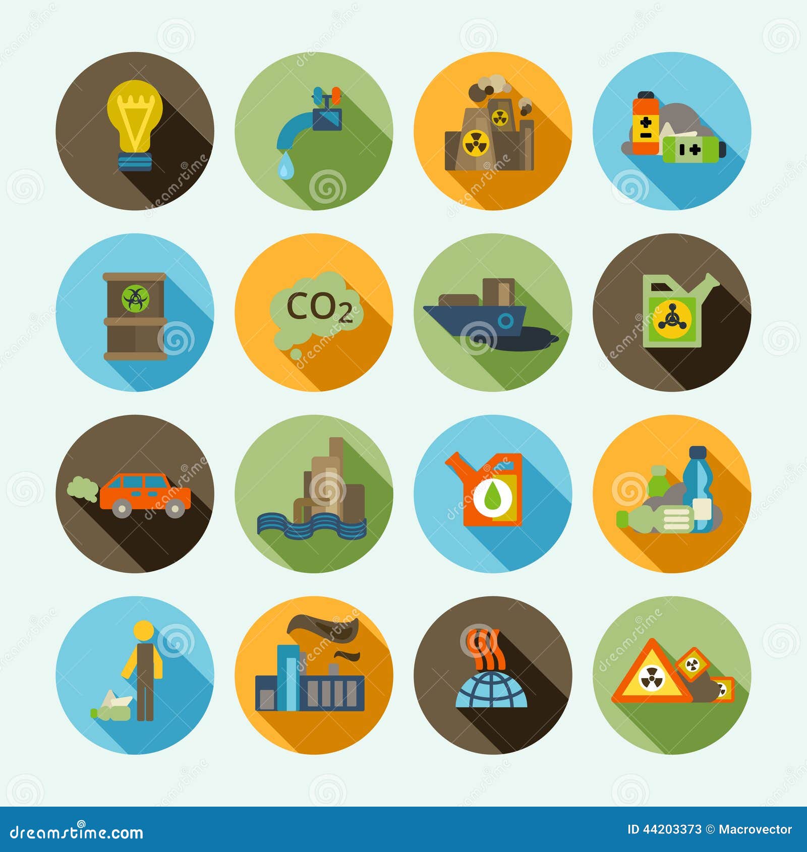 pollution icons set