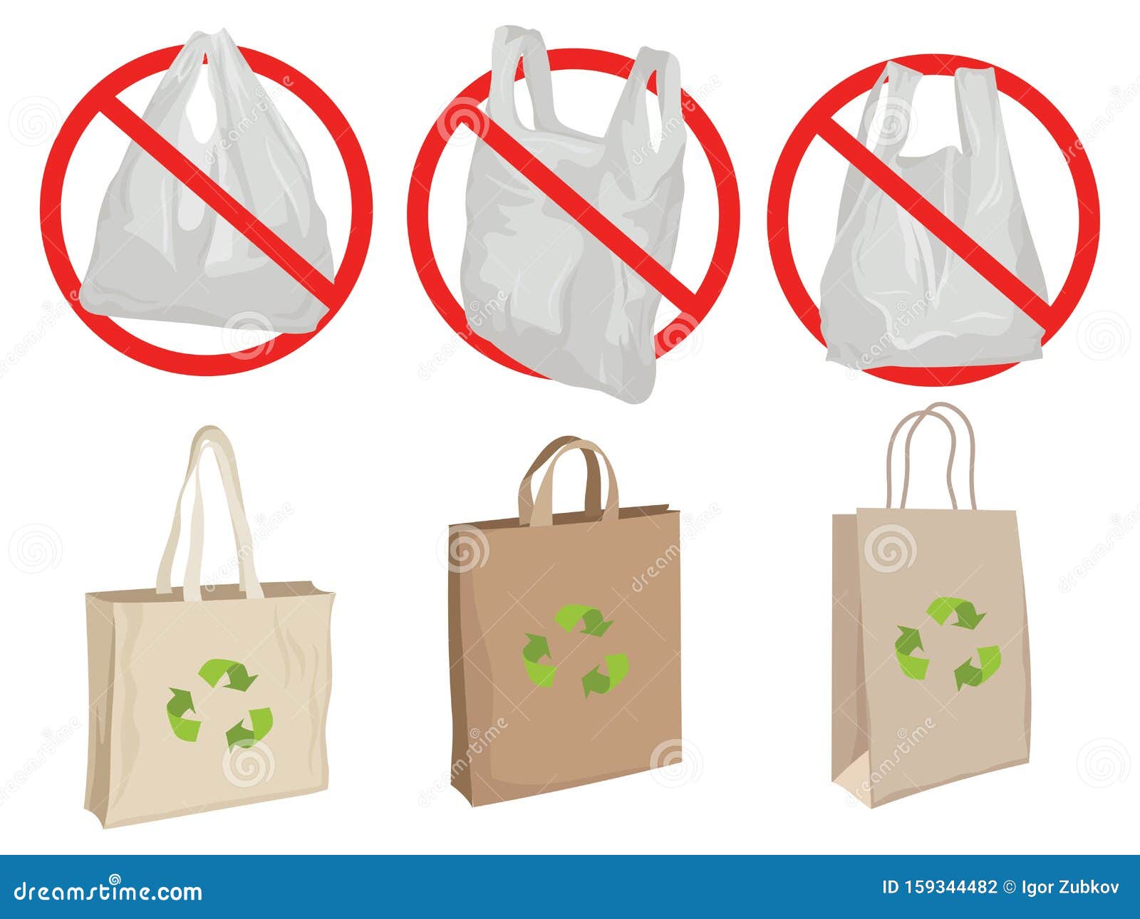 Pollution Problem Concept. Say No To Plastic Bags, Bring Your Own Textile  Bag Stock Vector - Illustration of inscription, announcement: 159344482