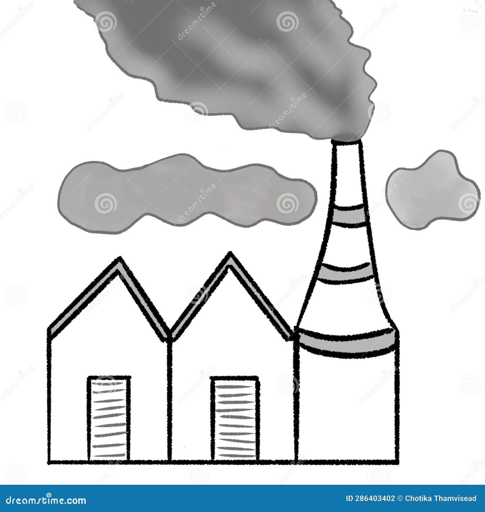 Pollution Smoke Factory Illustration Drawing Line Sketch Stock ...