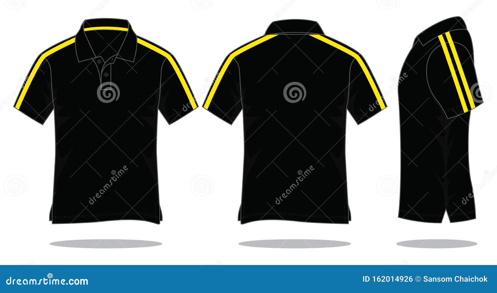 Black Polo Shirt Design Vector with Double Yellow Line. Stock Vector ...