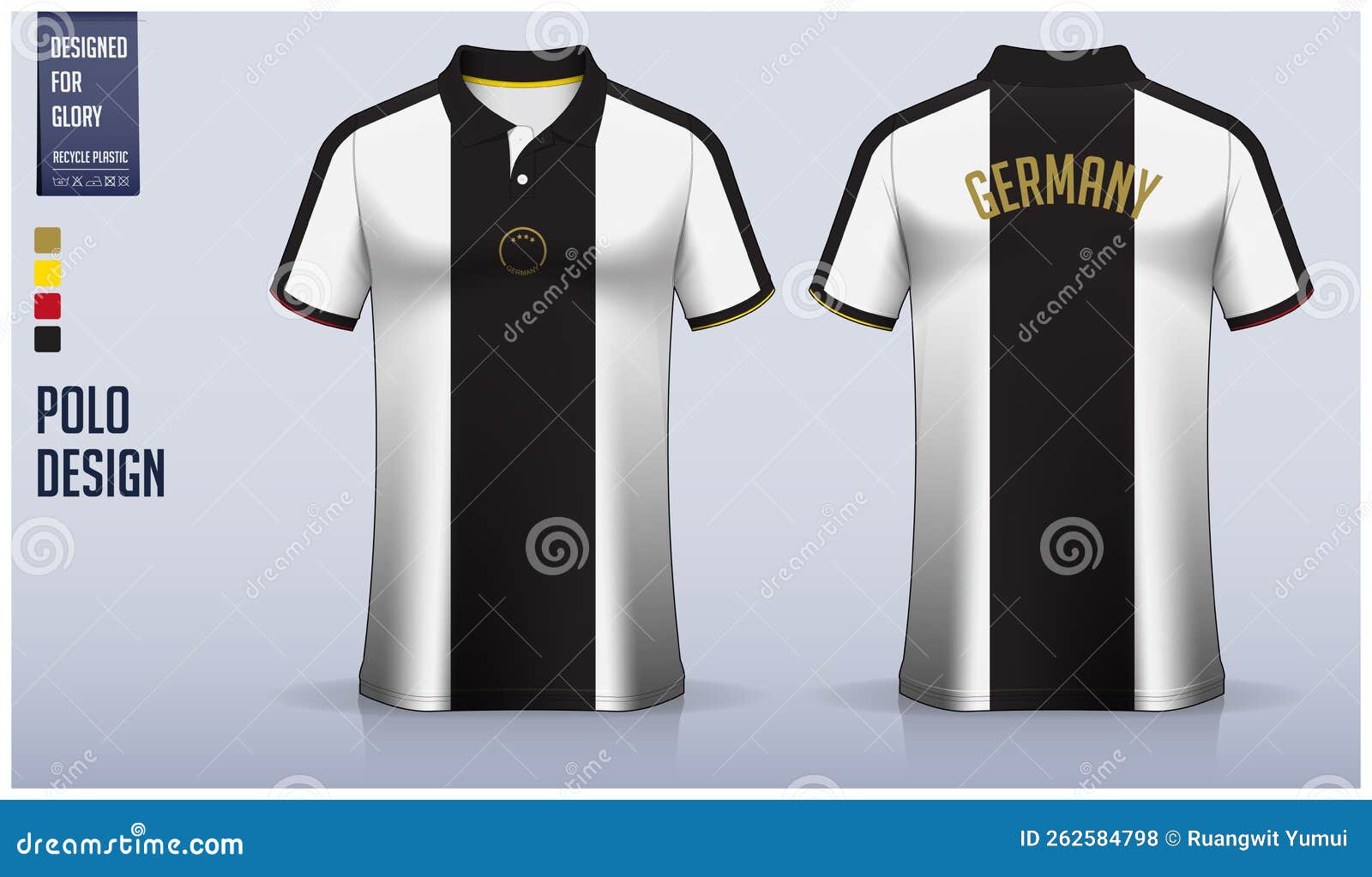 White Polo Shirt Mockup Template Design for Soccer Jersey, Football Kit