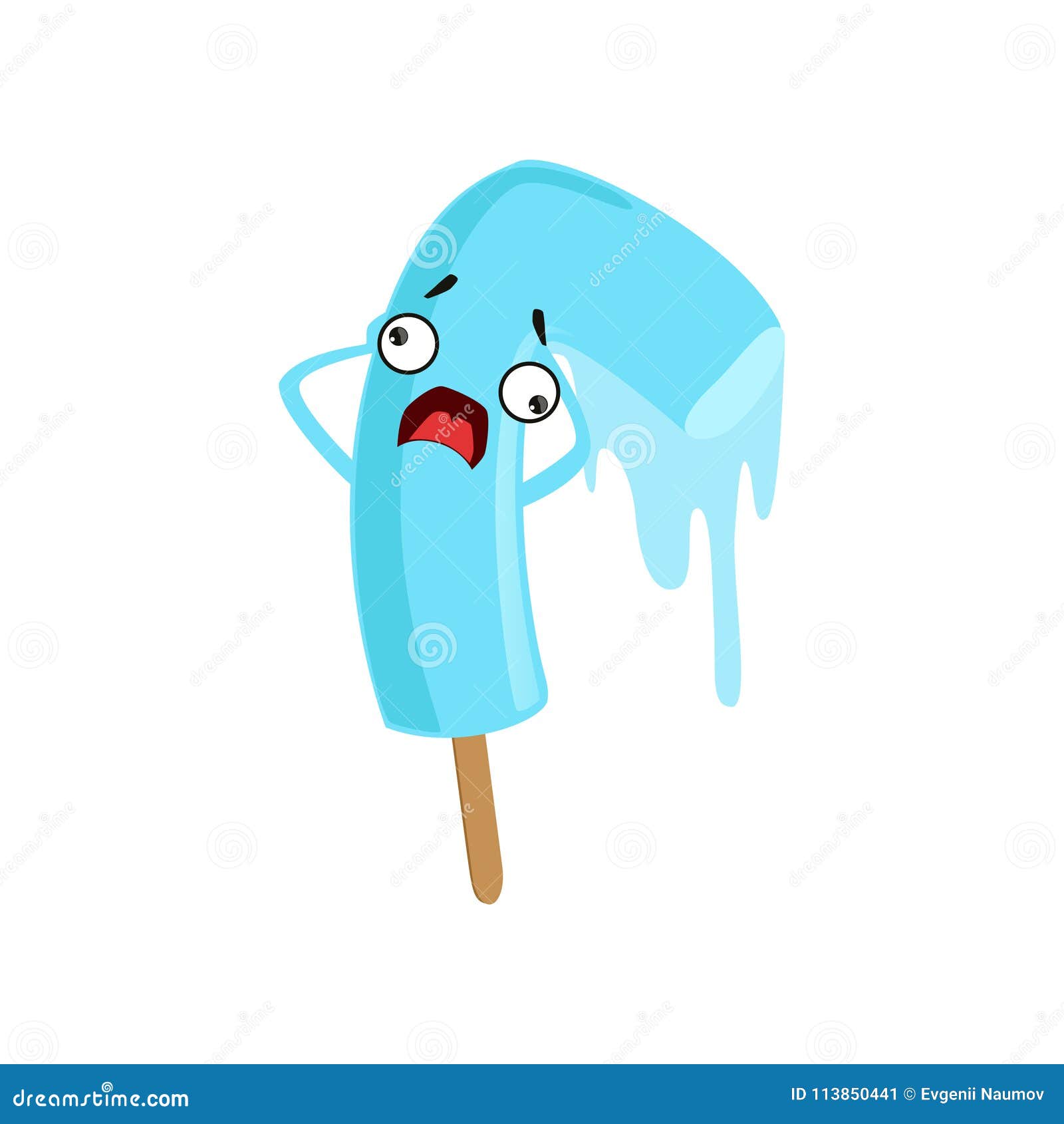 Polo De Hielo De Fusión Humanizado Con La Expresión Asustada De La Cara  Postre Dulce Personaje De Dibujos Animados Del Helado Azu Ilustración del  Vector - Ilustración de elemento, pegatina: 113850441