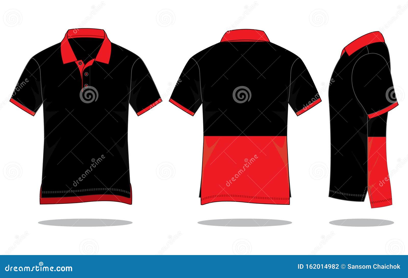 Black-Red Short Sleeve Polo Shirt Design Stock Vector - Illustration of ...