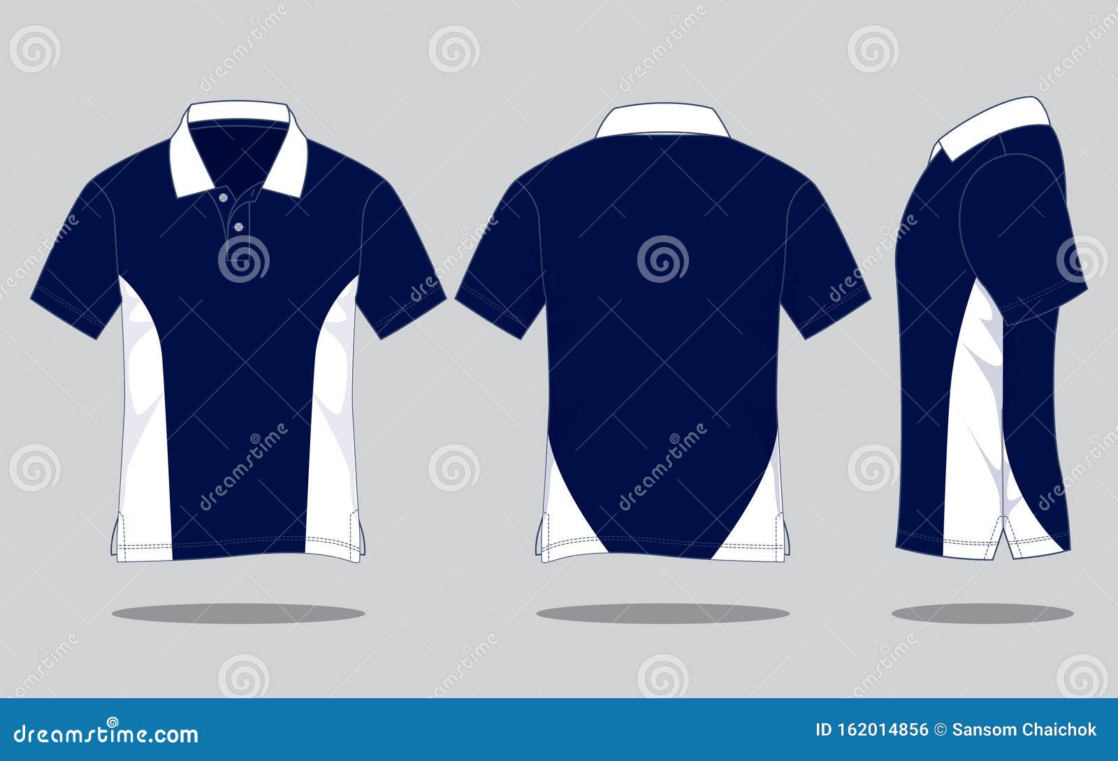 Navy Blue-White Short Sleeve Polo Shirt Design Stock Illustration ...