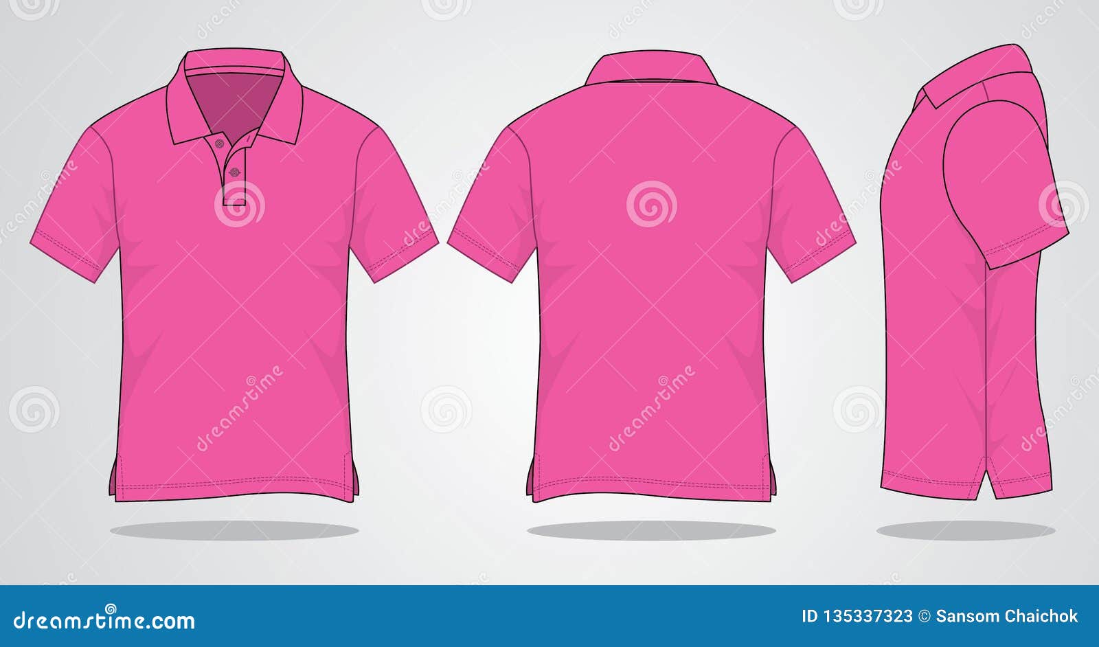 Blank Pink Short Sleeves Polo Shirt Template Vector Stock Illustration ...