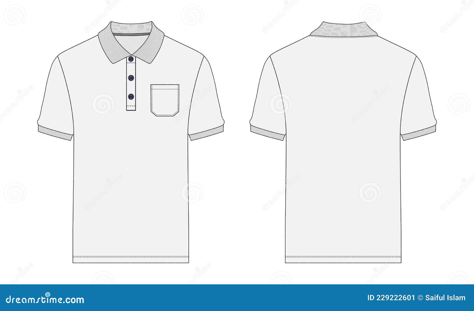 Polo Shirt Flat Sketch Template Vector Illustration. Stock Vector ...