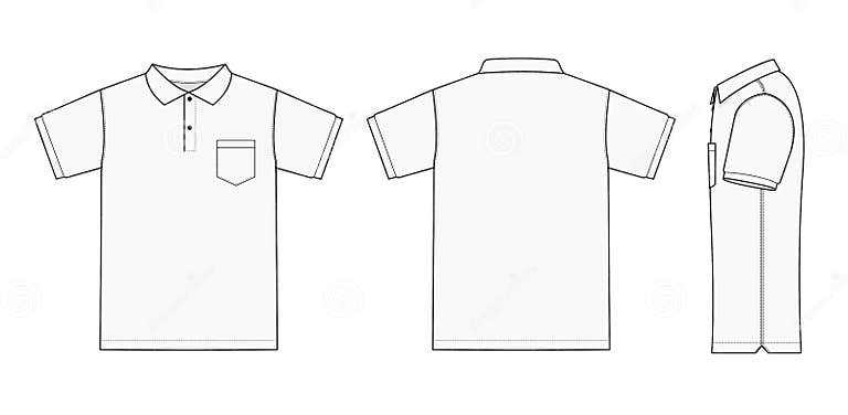 Polo Shirt ,golf Shirt Template Illustration /front,back,side / White ...