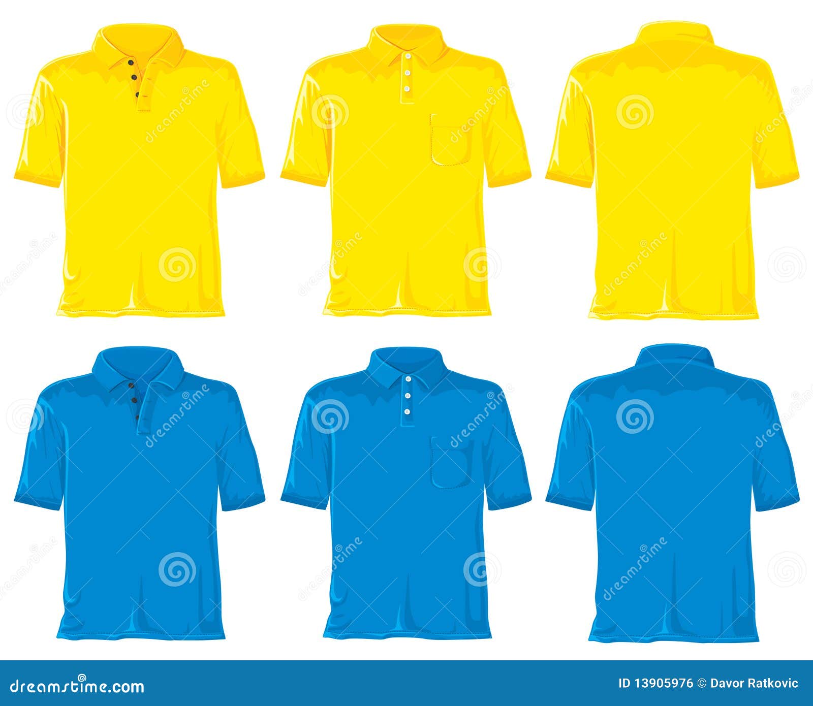 Polo Shirt Set. Yellow & Blue Stock Vector - Illustration of cloth, advertising: 13905976