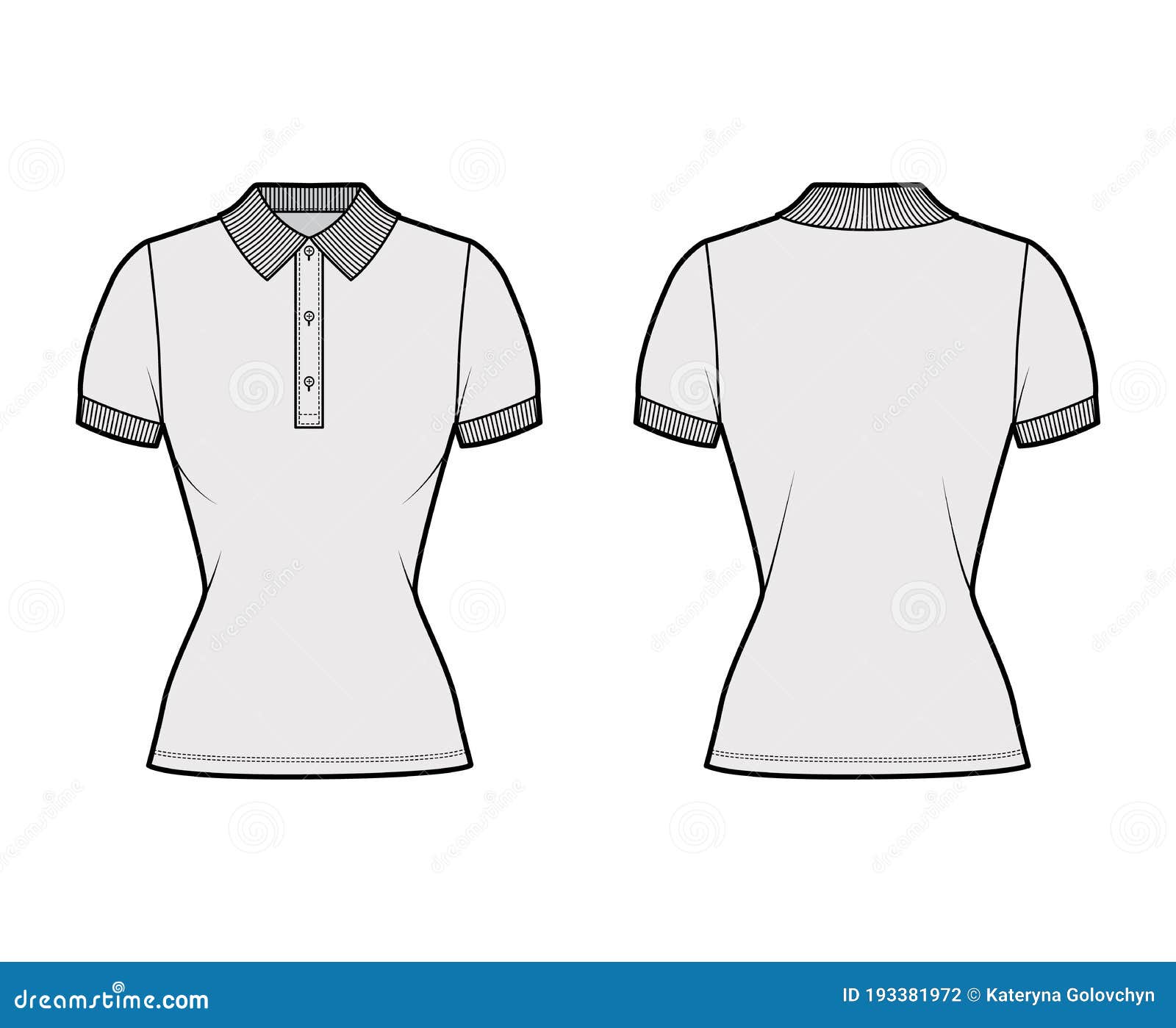 Polo Shirt Technical Fashion Illustration with Cotton-jersey Short ...