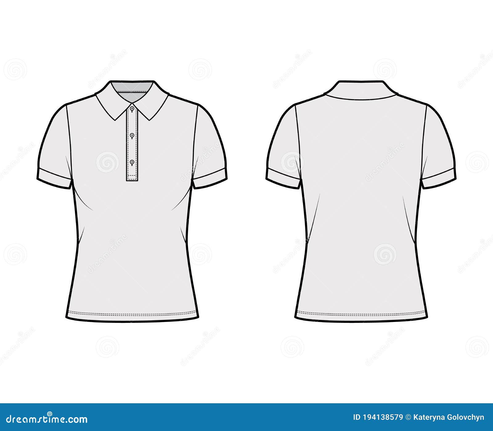 Polo Shirt Technical Fashion Illustration with Cotton-jersey Short ...