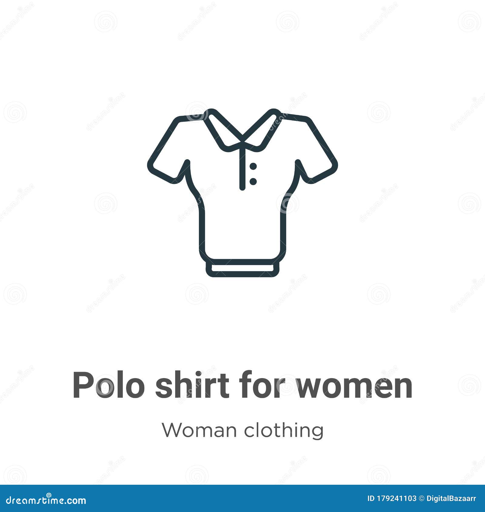 polo shirt for women outline  icon. thin line black polo shirt for women icon, flat  simple   from