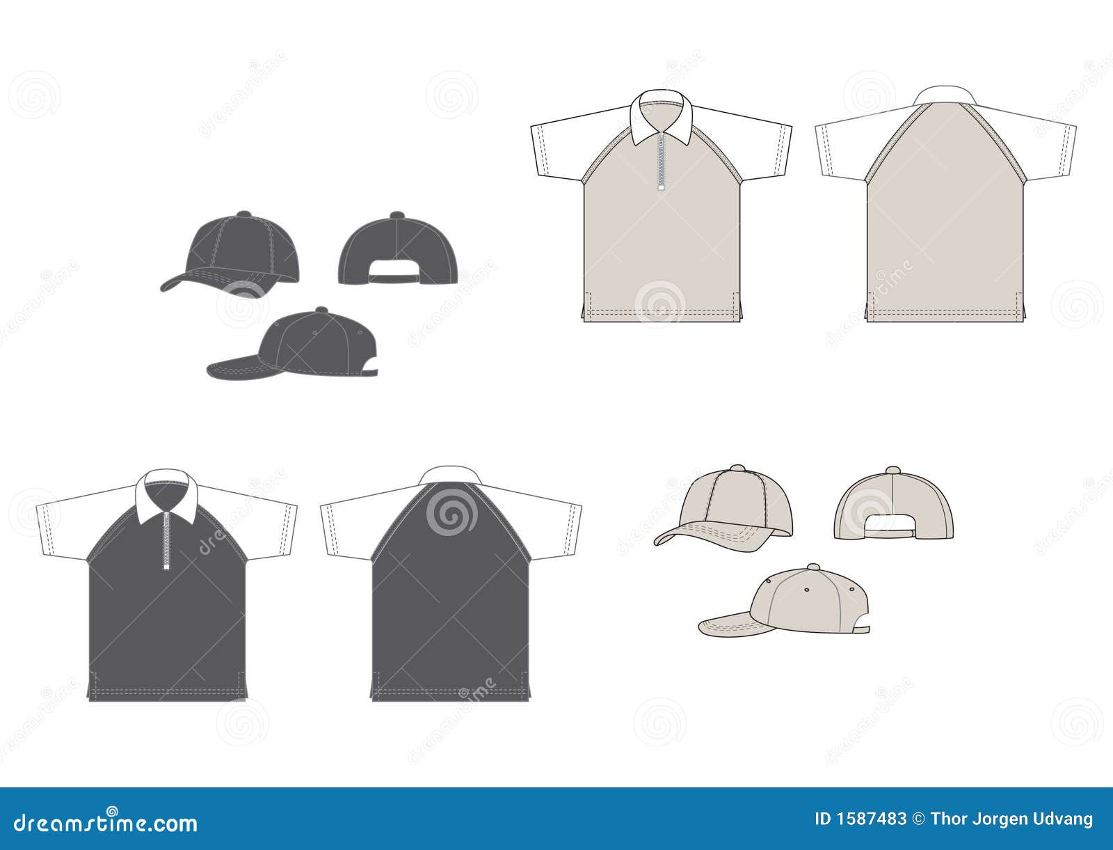 Poloshirts and Baseballcaps Stock Vector Illustration of gray