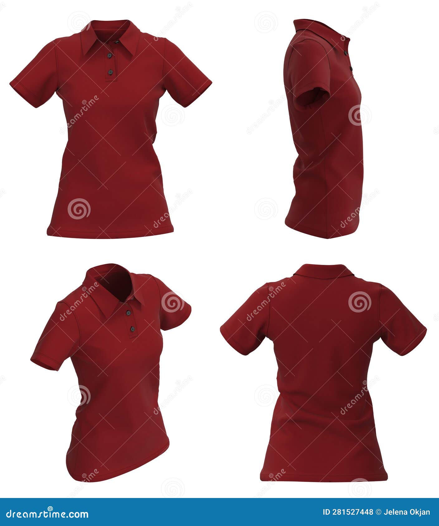Polo T-shirts Mockup for Ladies. Isolated. Woman Polo Shirt Stock ...