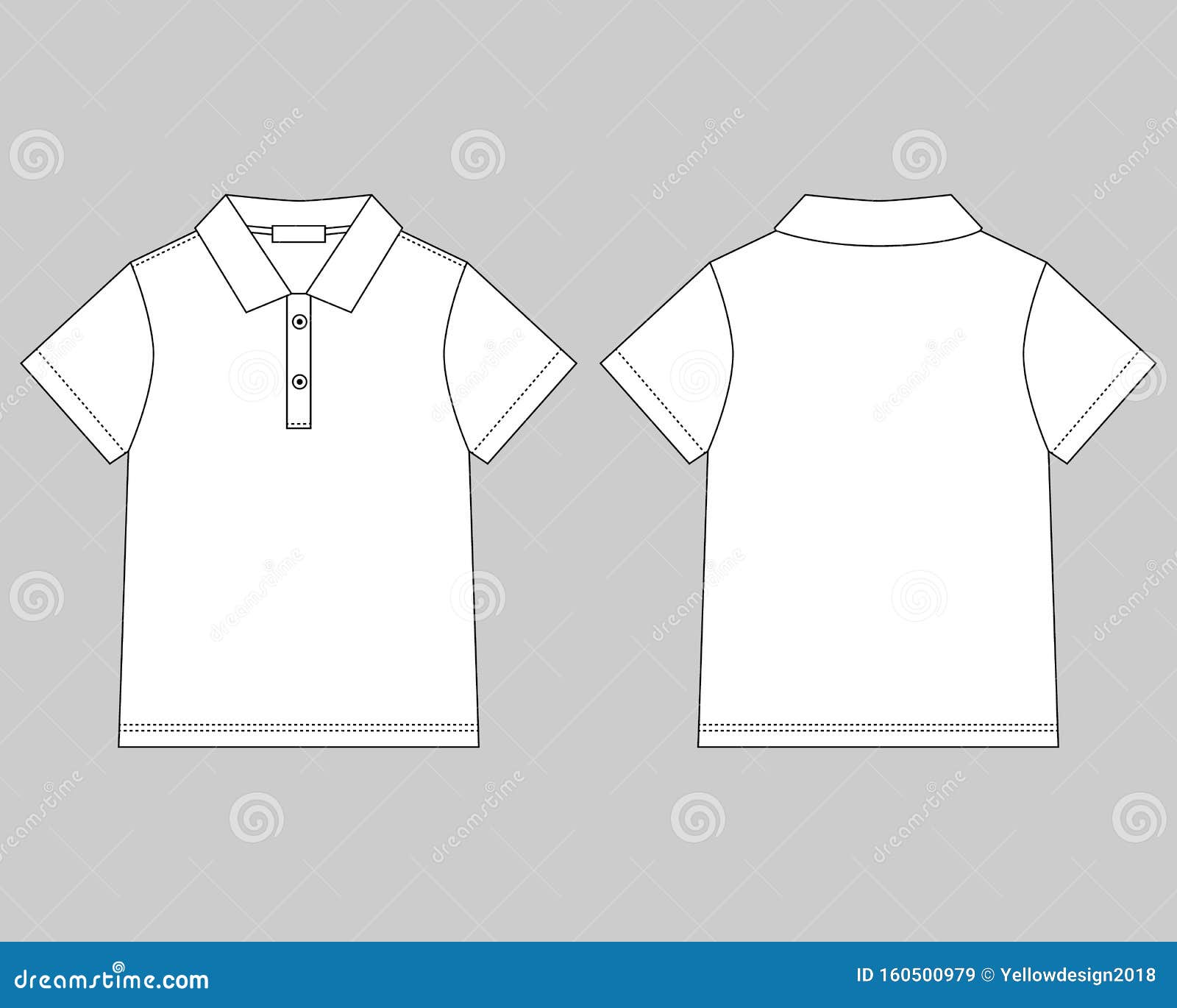 Polo T-Shirt Design Template On Gray Background. Technical Sketch Unisex Polo  T Shirt Stock Illustration - Illustration Of Classic, Clothes: 160500979