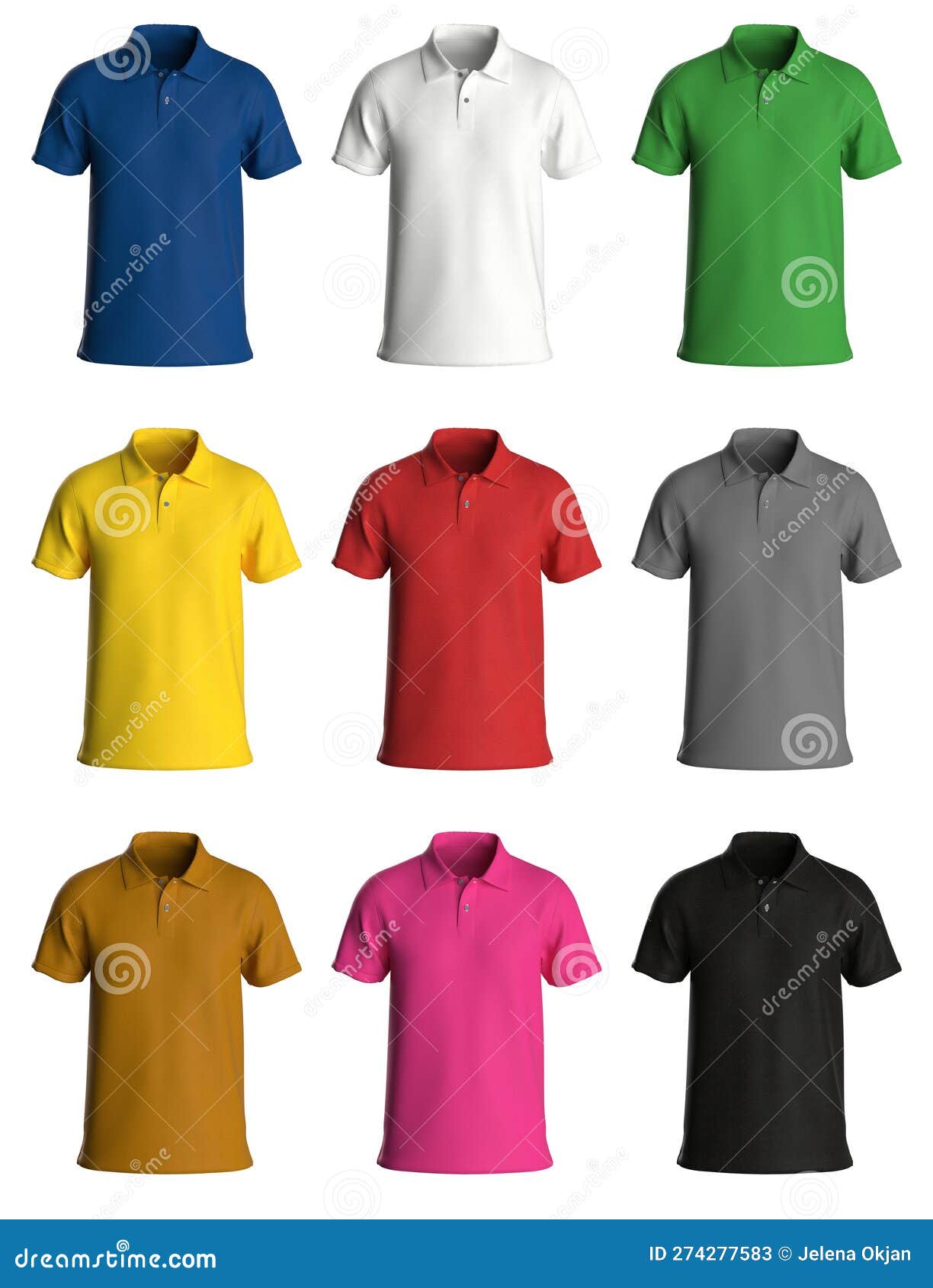 Polo T-shirt Template, from Four Sides, Isolated on White Background Stock Illustration ...