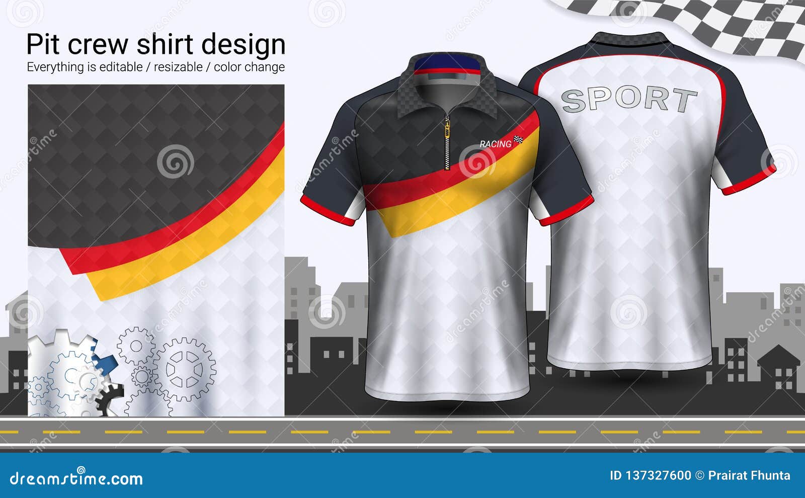 Download Polo T Shirt With Zipper Racing Uniforms Mockup Template For Active Wear And Sports Clothing Stock Vector Illustration Of Collection Modern 137327600