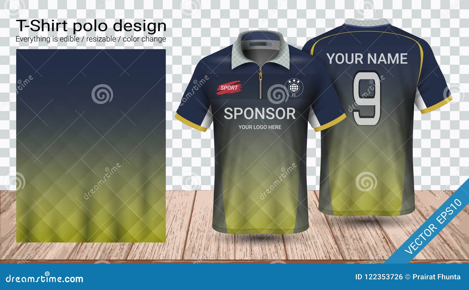 Polo T-shirt with Zipper, Soccer Jersey Sport Mockup Template for ...