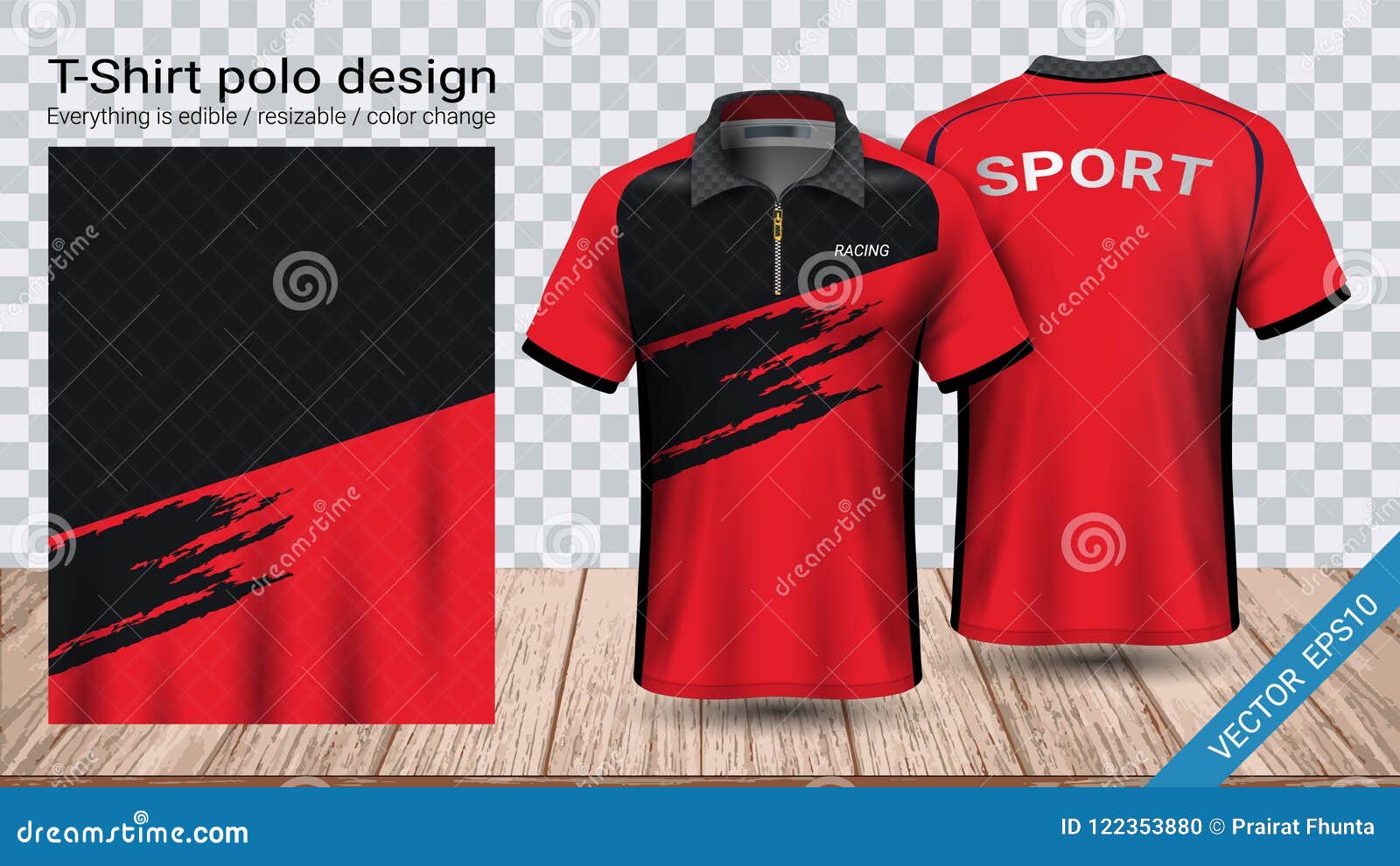 Polo T-shirt With Zipper, Soccer Jersey Sport Mockup Template For ...