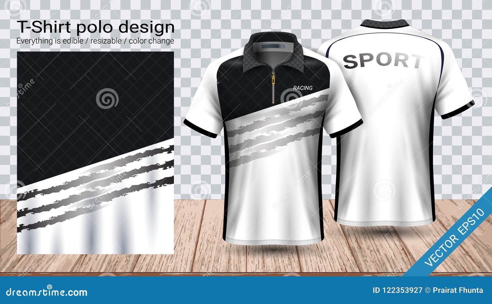 Polo T-shirt with Zipper, Soccer Jersey Sport Mockup Template for ...