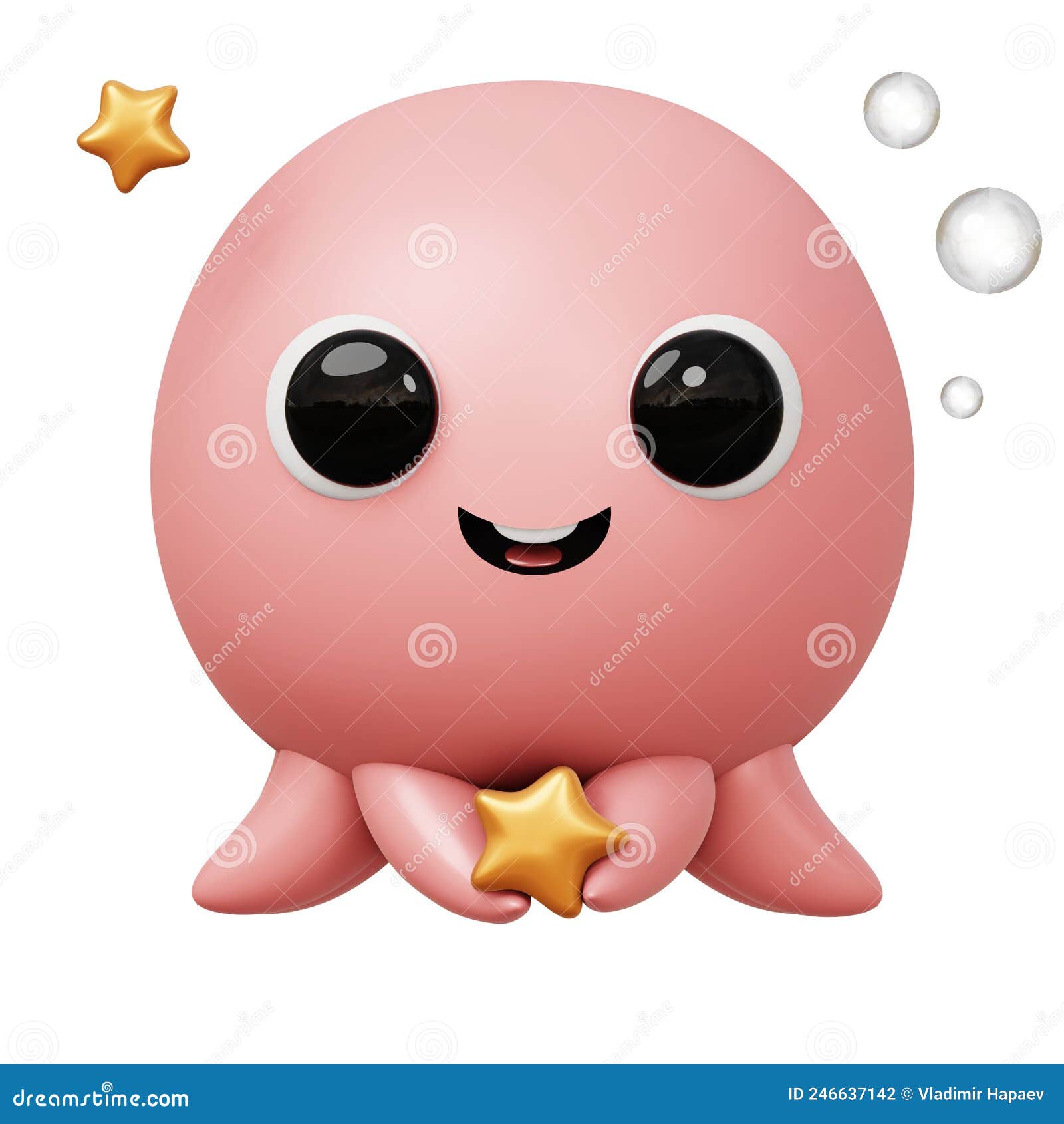 Kawaii Estilo Feminino Rosa 3D Dos Desenhos Animados Octopus