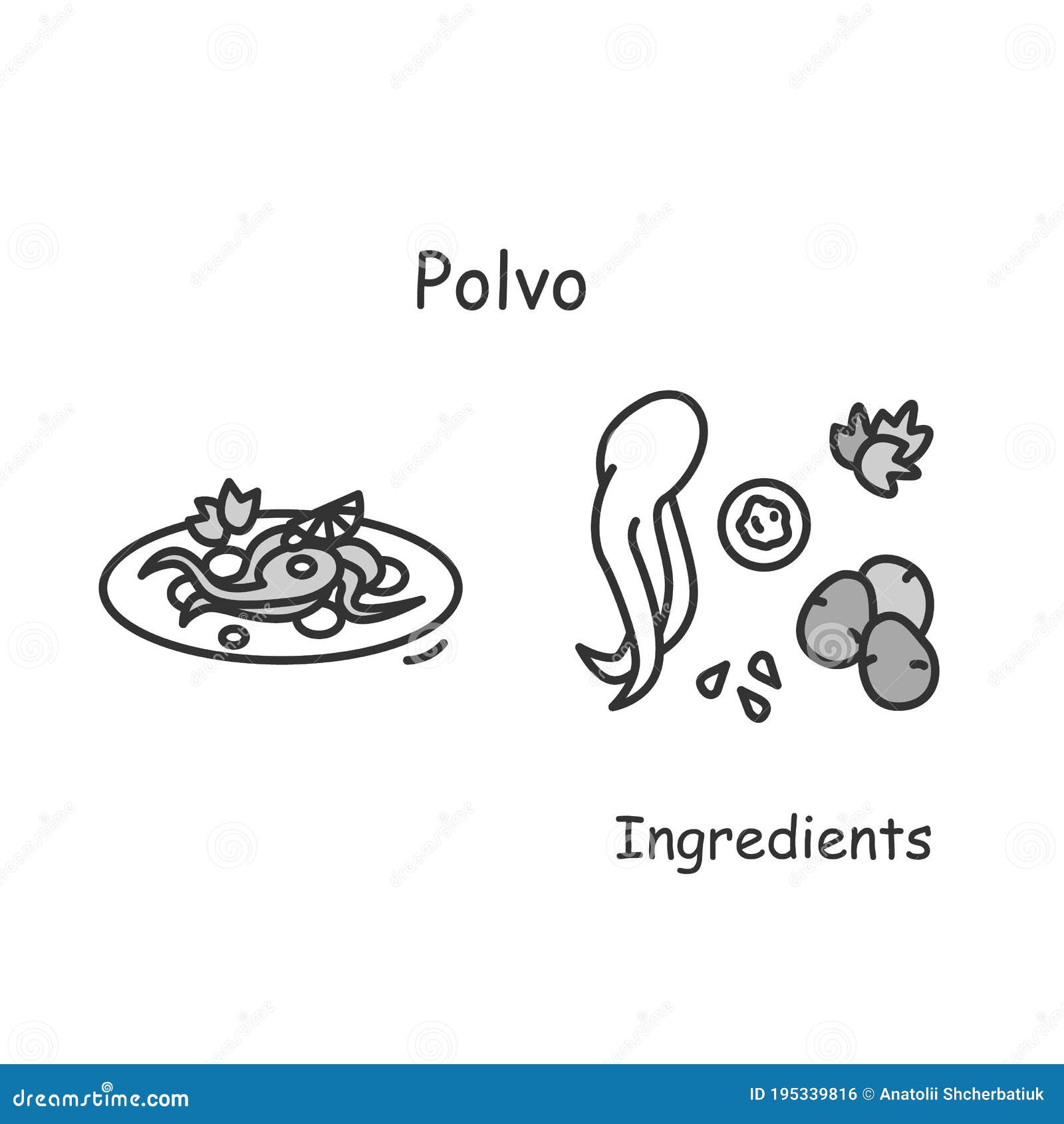 polvo icon. portuguese cuisine recipe squid and vegetables dish serving simple  