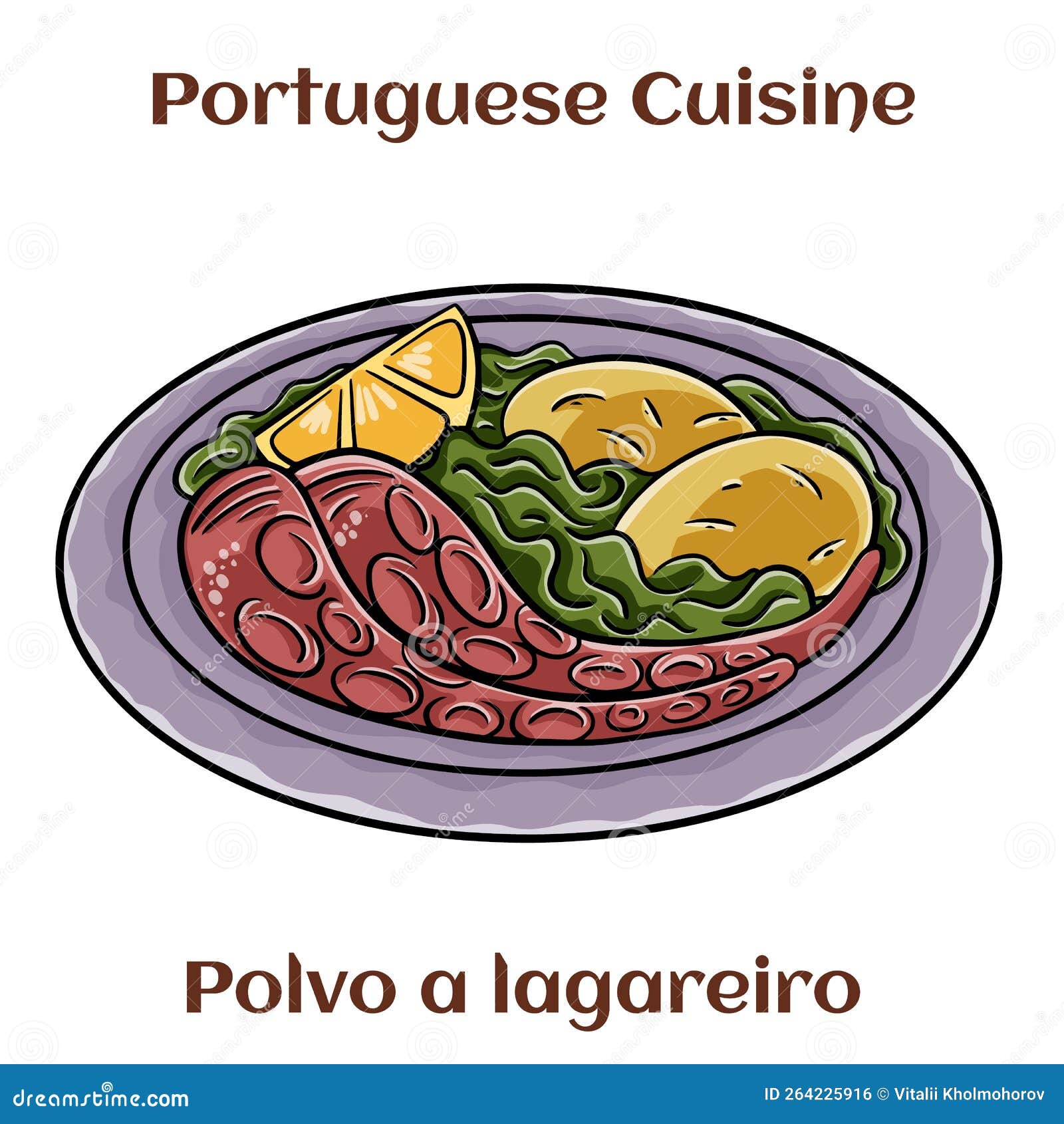 polvo a lagareiro. traditional portuguese dish ogrilled octopus with potatoes