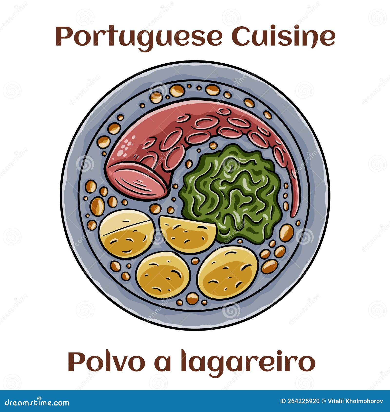 polvo a lagareiro. traditional portuguese dish ogrilled octopus with potatoes