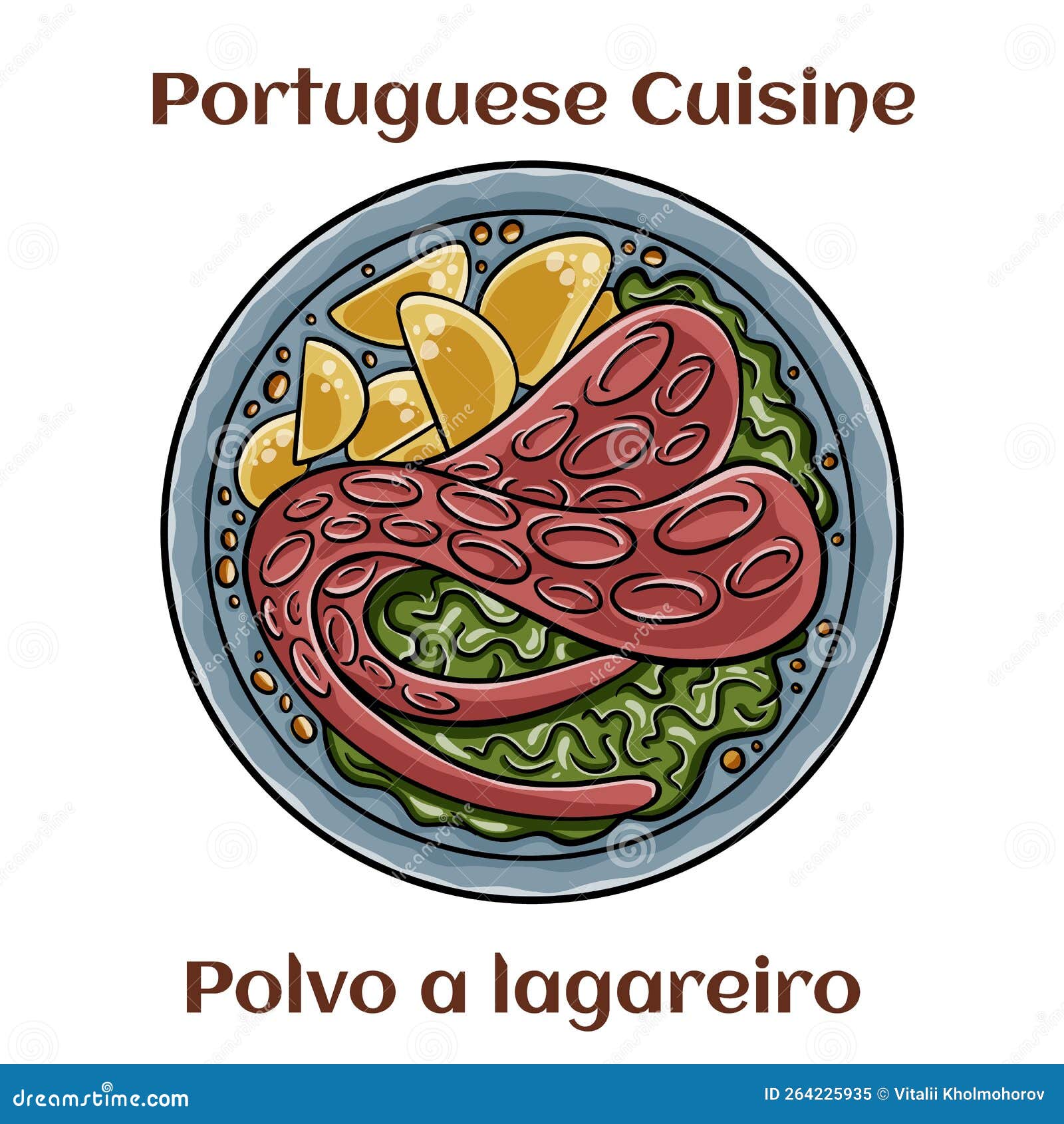 polvo a lagareiro. traditional portuguese dish ogrilled octopus with potatoes