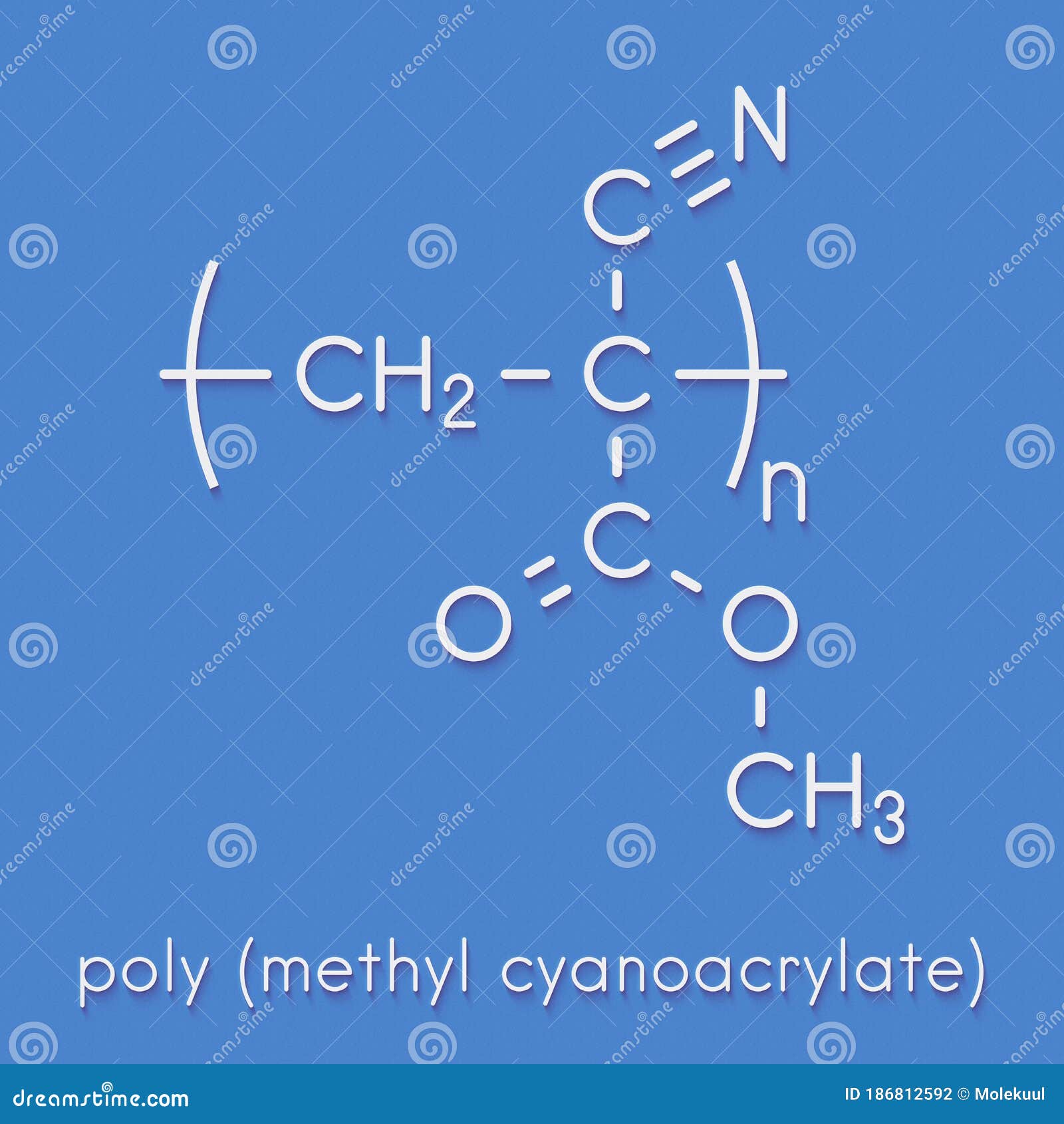 Poly(methyl Cyanoacrylate) Polymer, Chemical Structure. Polymerized (set) Form of Methyl