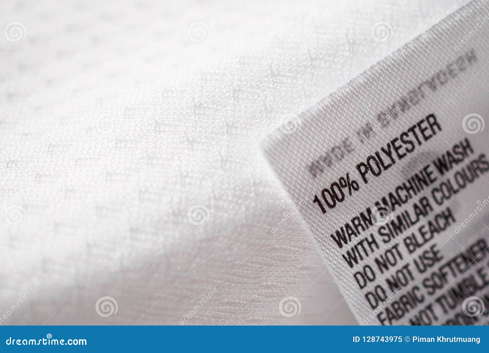 Polyester Fabric Clothing Label with Laundry Instructions Stock Image ...