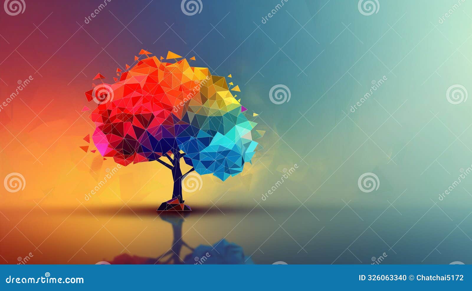 polygon colorful brain tree. creative colorful brain mindset.