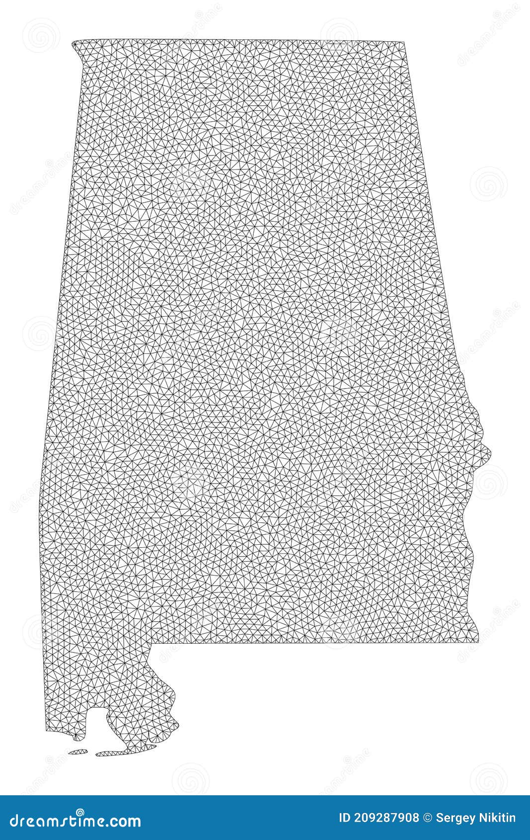 polygonal wire frame mesh high resolution raster map of alabama state abstractions