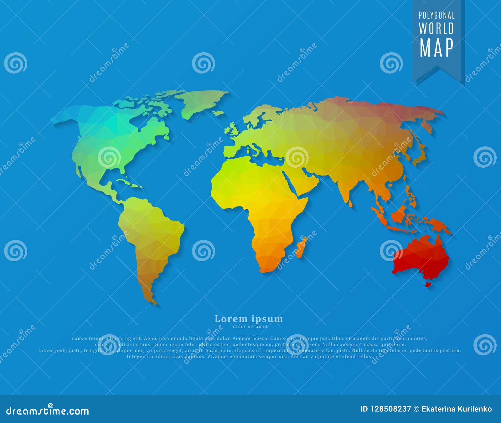 Polygonal world map stock vector. Illustration of colorful 128508237