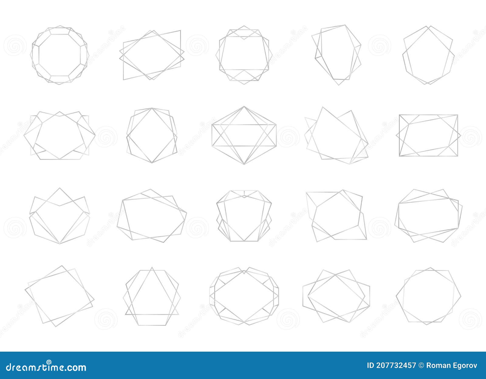 Polyhedron Frame. Silver Empty Multangular Borders. Geometric Shapes ...