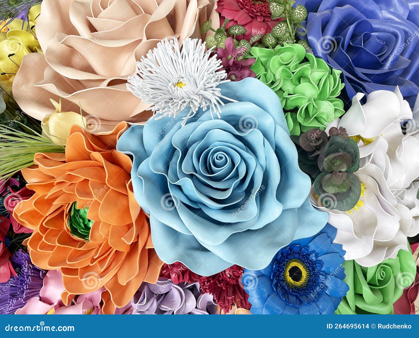 Polymer Clay Decorative Flowers Bouquet Background Stock Photo Image