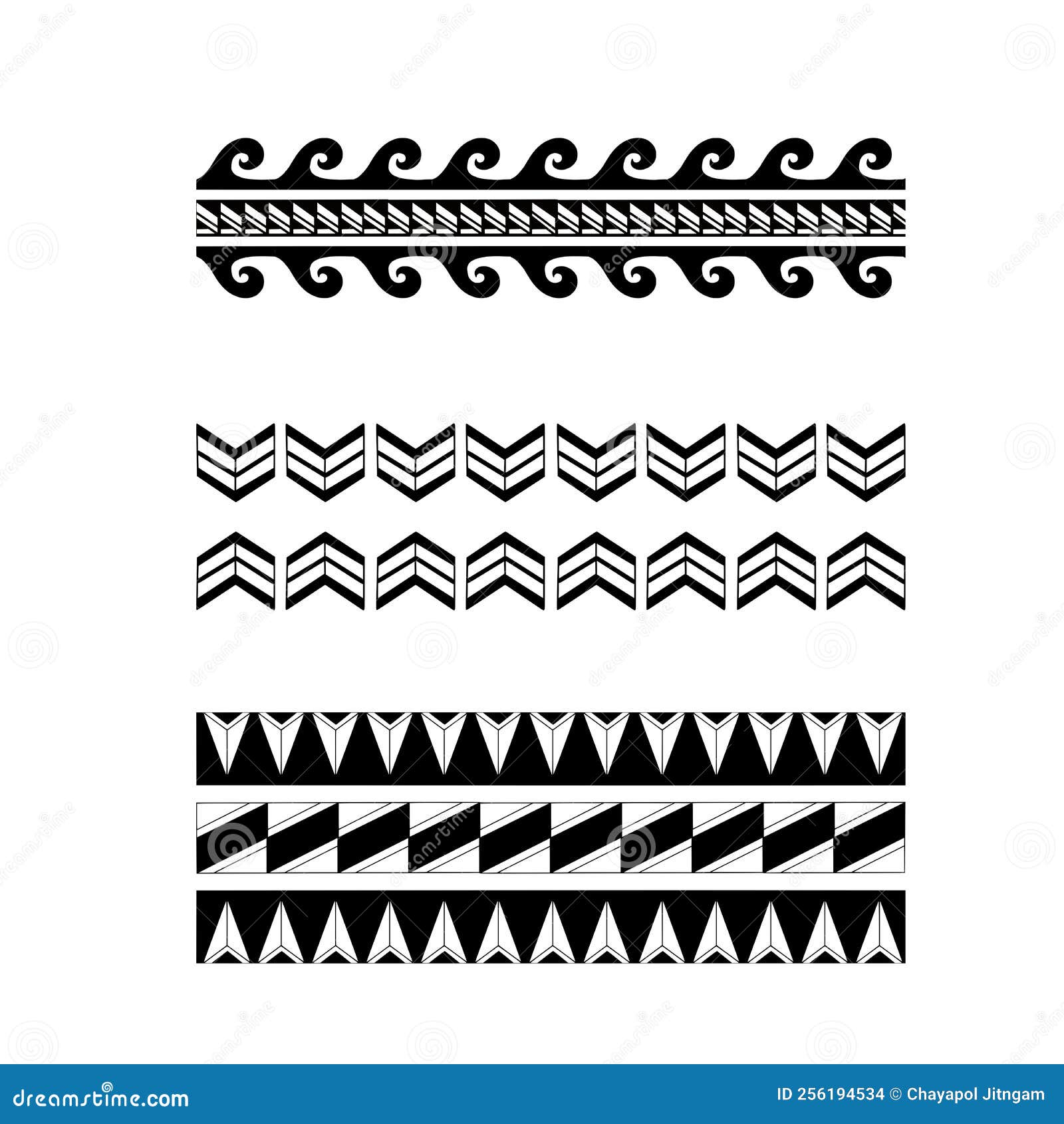 Polynesian Armband Tattoo Stencil. Pattern Samoan. Black and White Texture  Stock Vector - Illustration of print, graphic: 256194534